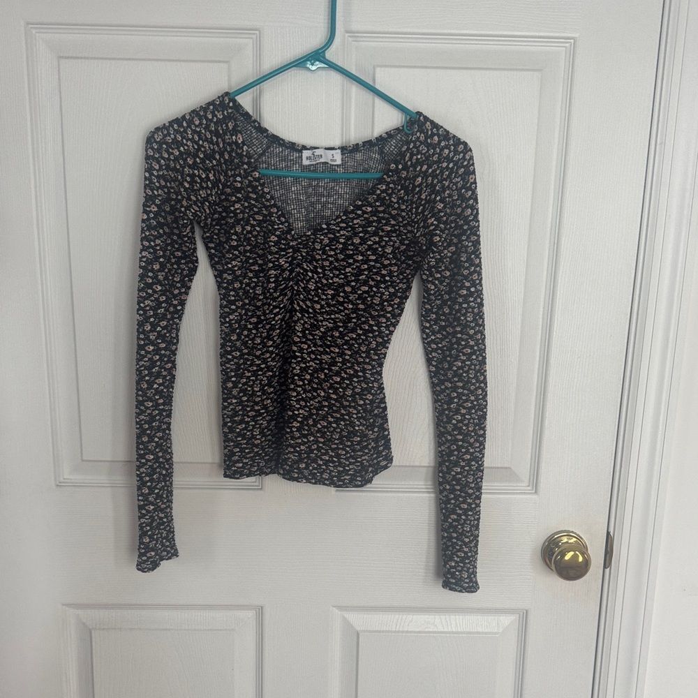 Hollister Black Floral Long Sleeve Top